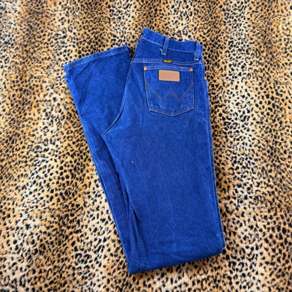 Vintage Wrangler Cowboy Cut 13MWZ Blue Jeans 32x40 Made in Mexico Indigo Denim